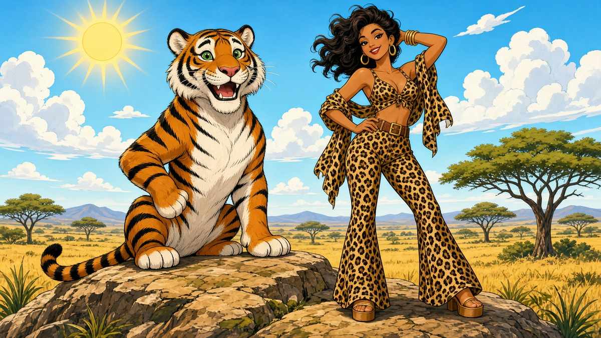 Wer hat hier wen beeindruckt – der Tiger die Dame oder die Dame den Tiger?