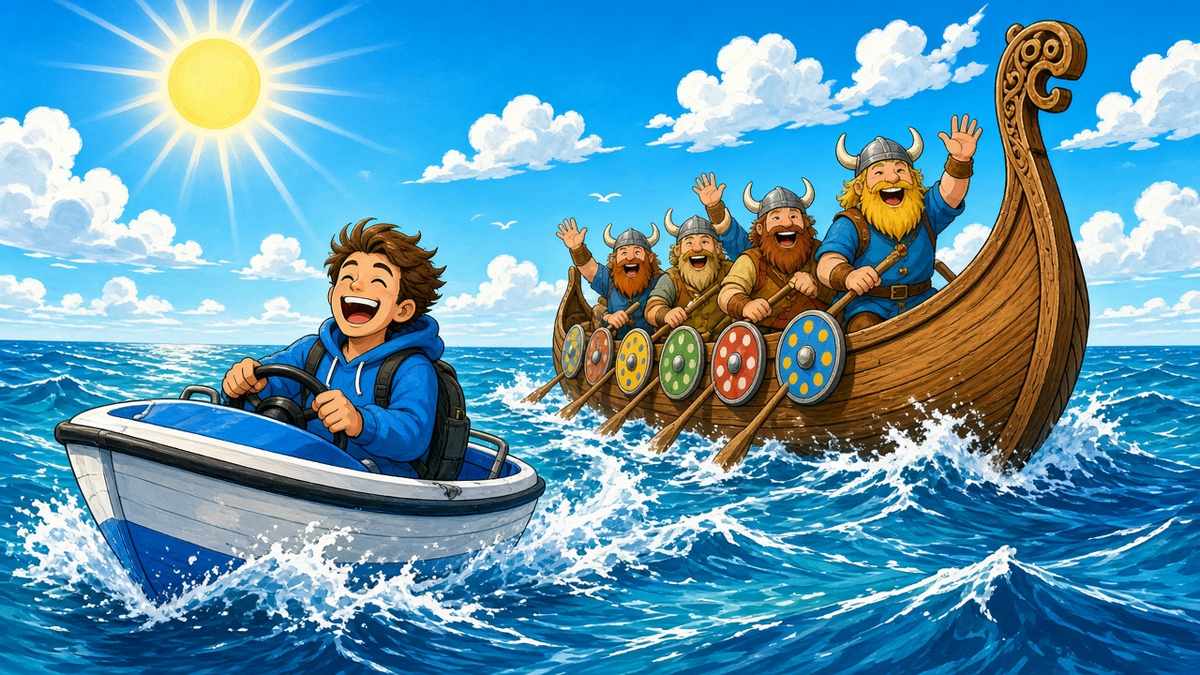 Wer gewinnt das Rennen auf hoher See – das Schlauchboot oder das Wikingerschiff?